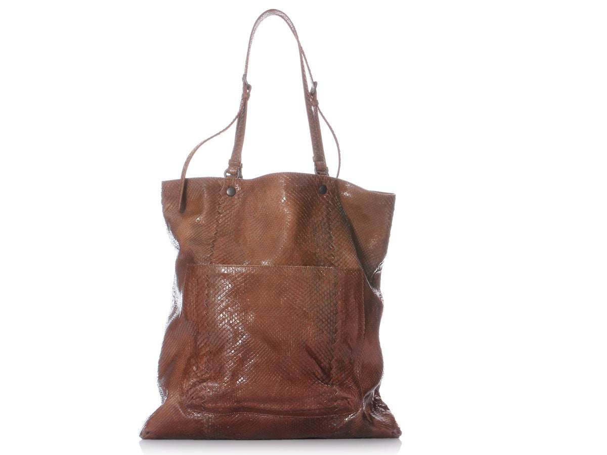 Bottega Veneta Brown Python Tote