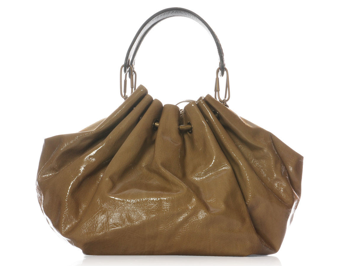 Lanvin Taupe Patent Sac Polisson PM