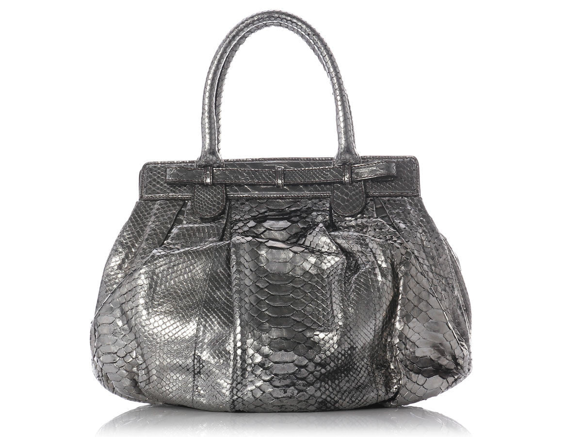Zagliani Pewter Python Puffy