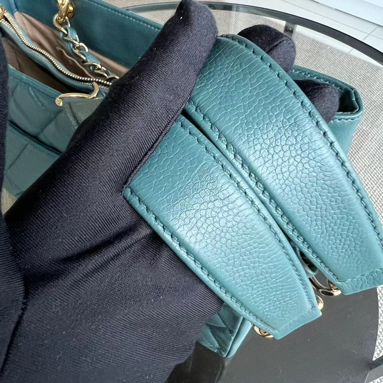Balance 1 of Caviar GST Grand Shopping Tote Quilted Grained Calfskin Green Blue Malachite Silver Hardware Series 14