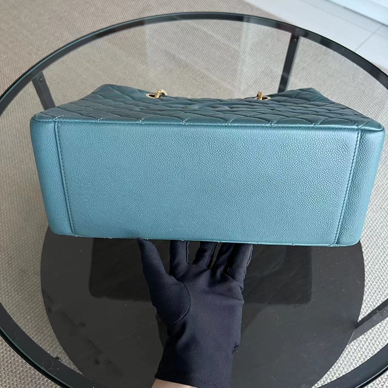 Balance 1 of Caviar GST Grand Shopping Tote Quilted Grained Calfskin Green Blue Malachite Silver Hardware Series 14
