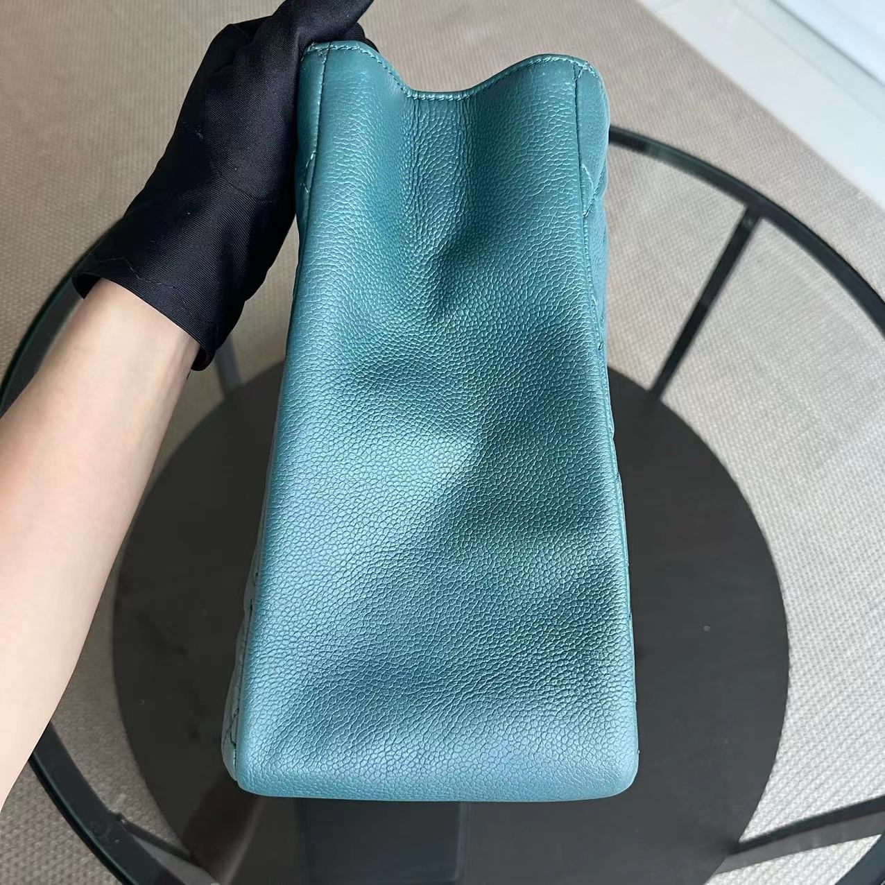 Balance 1 of Caviar GST Grand Shopping Tote Quilted Grained Calfskin Green Blue Malachite Silver Hardware Series 14