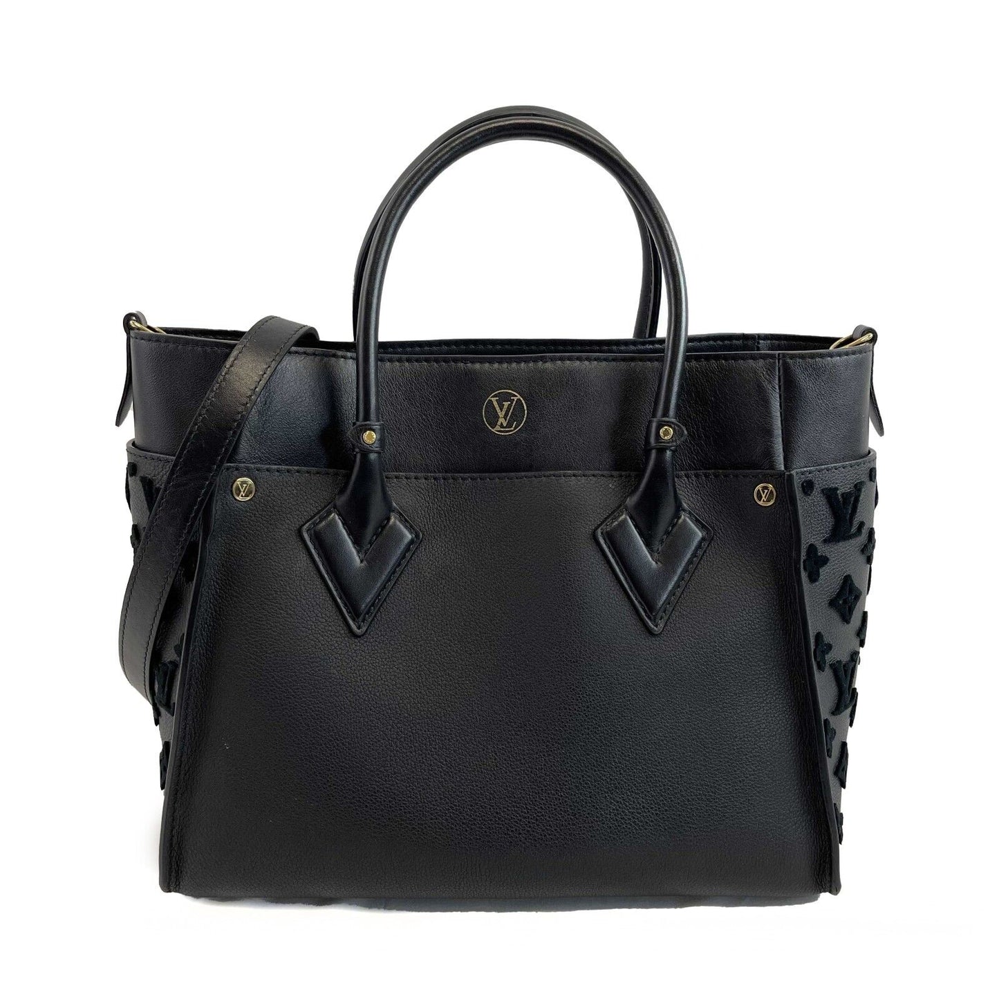 LOUIS VUITTON On My Side Monogram Noir Black Tufting Tote Crossbody Handbag