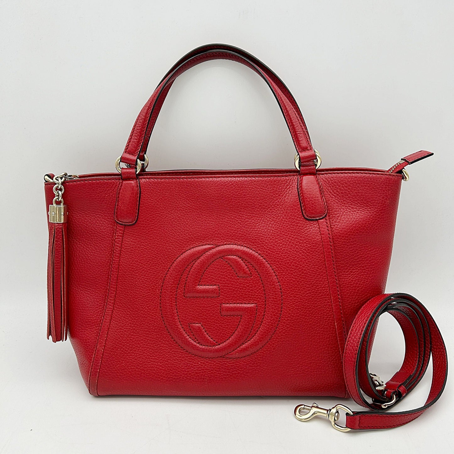Gucci | Bags | Gucci Soho Convertible Top Handle Bag Leather Small Red LA