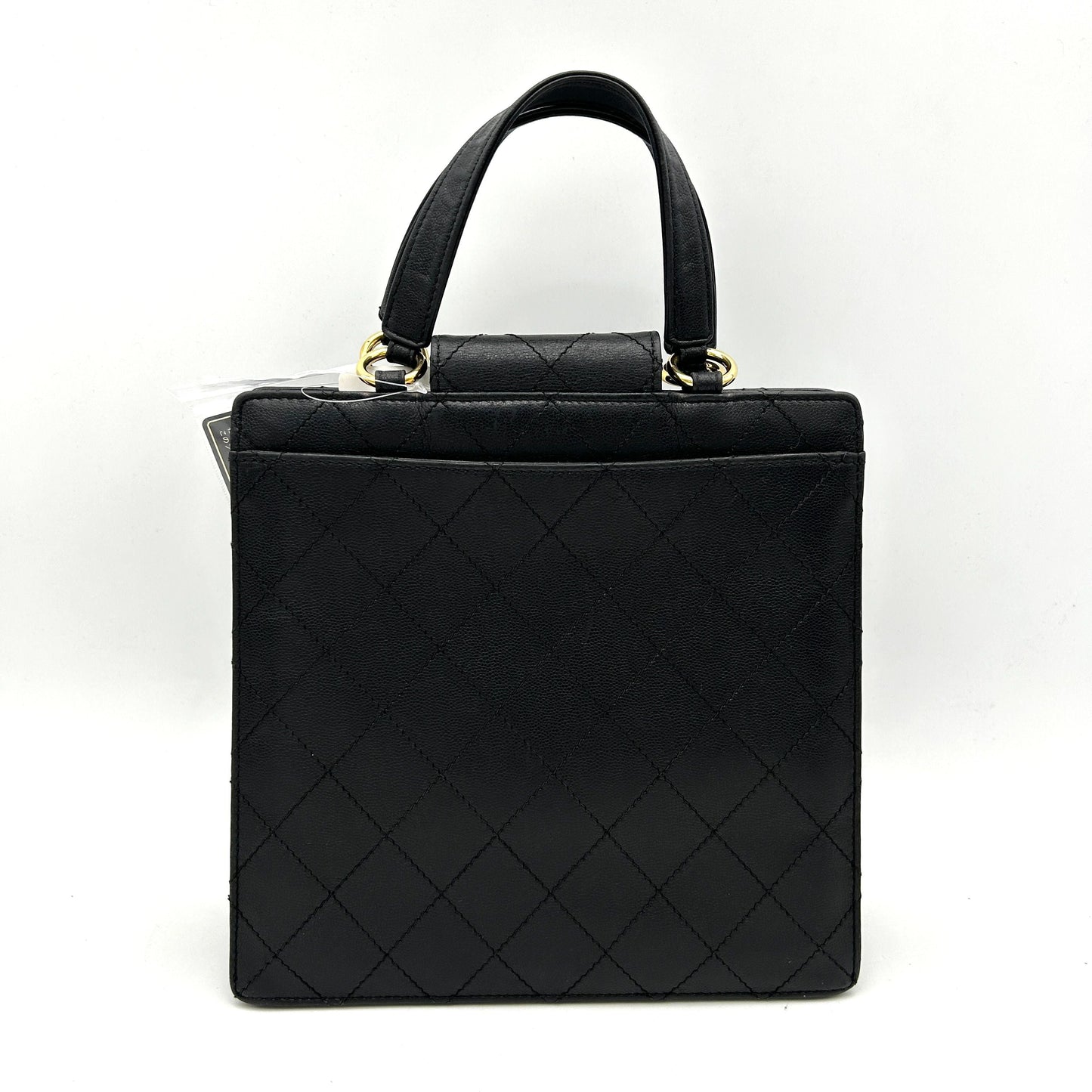Chanel Patent Quilted Top Handle Tote Black ch88180gs