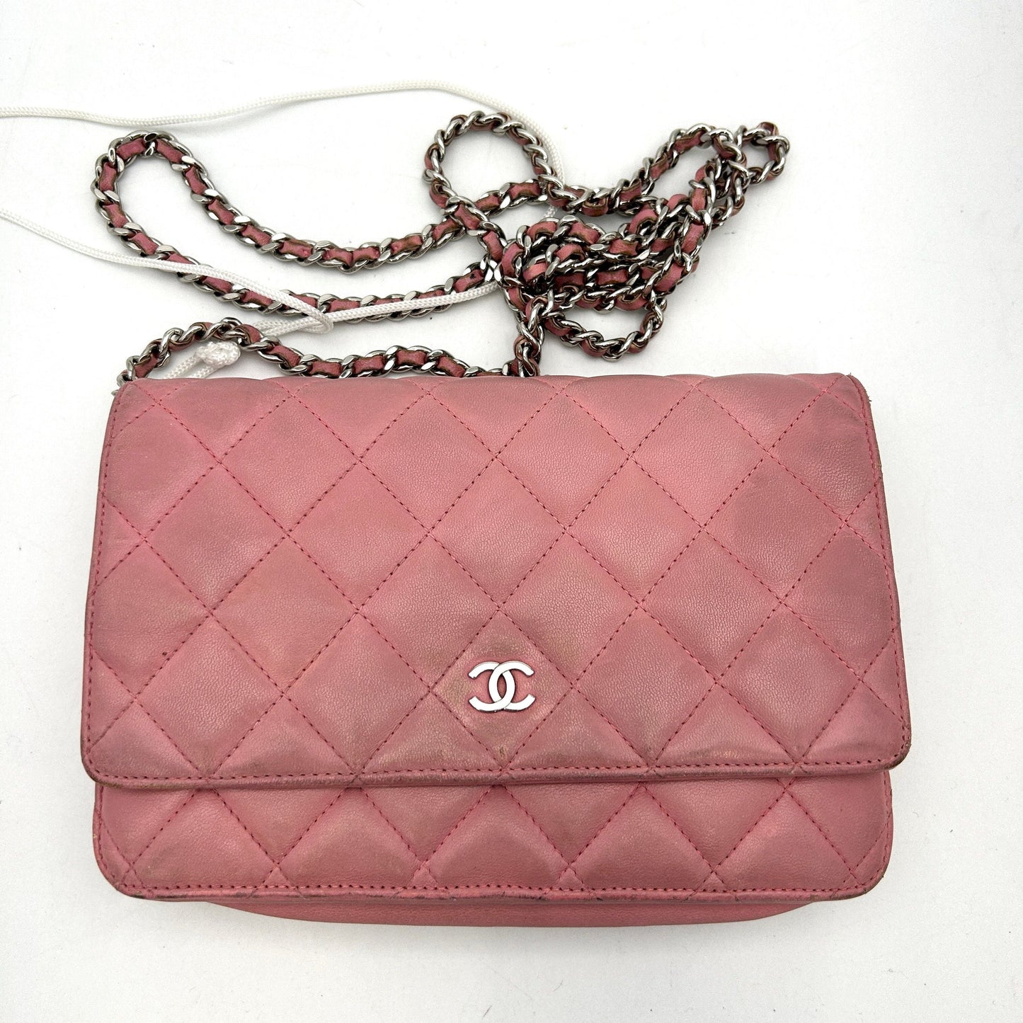 Chanel Lambskin Quilted Wallet on Chain WOC Pink LA22262