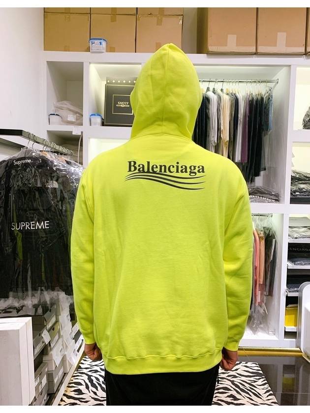 Luxury Balenciaga  Men's Political Wave Logo Hoodie Neon