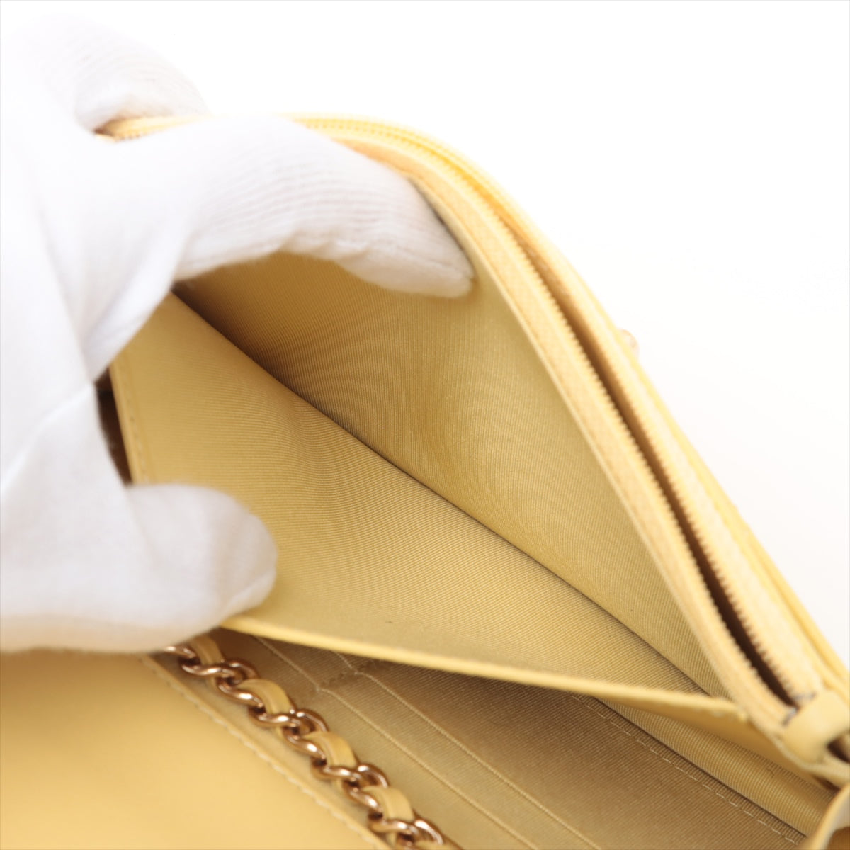 Chanel Matrasse  Chain Wallet Yellow G