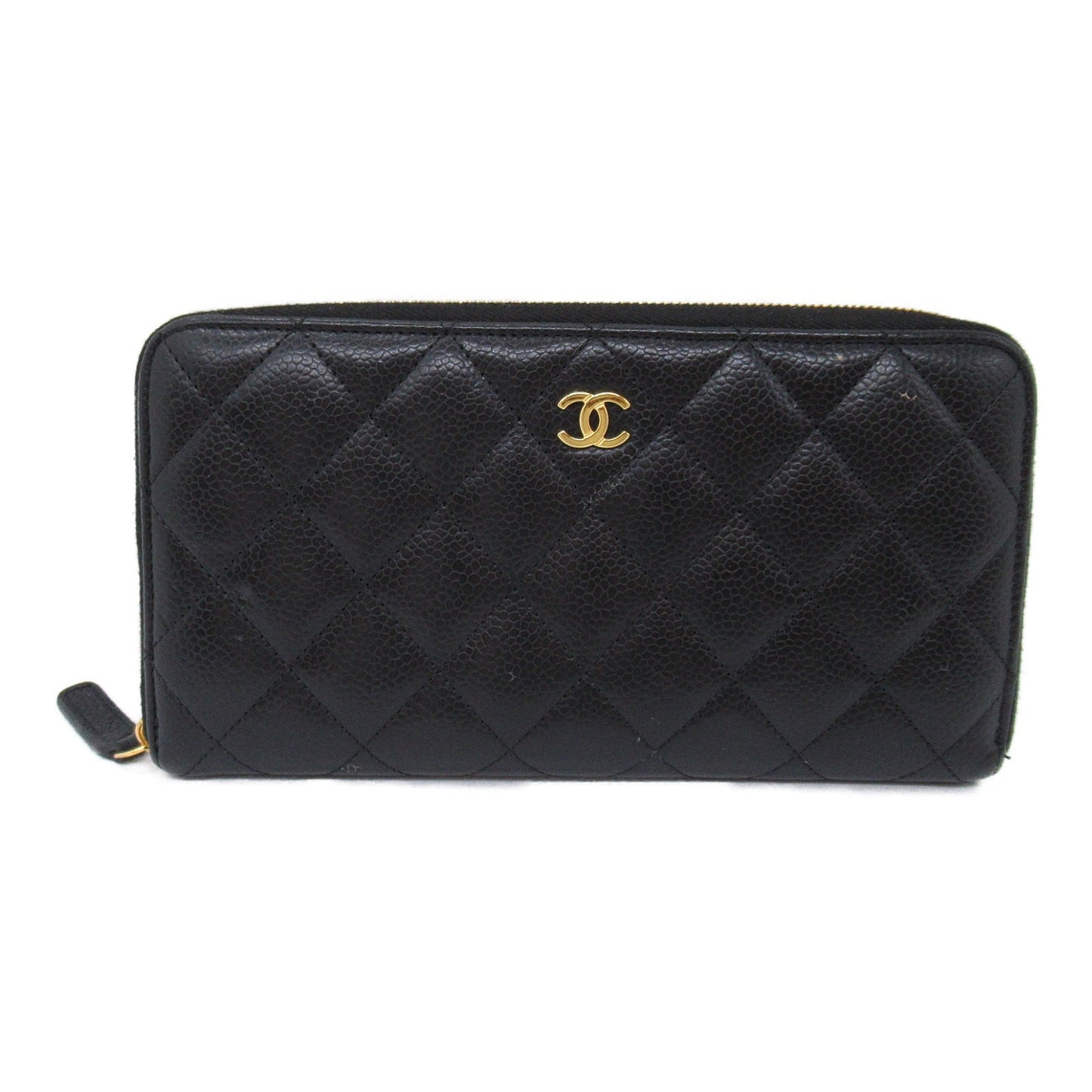 Chanel Chantal Matrasse Round Long Wallet Round Long Wallet Caviar S  Black Ladies