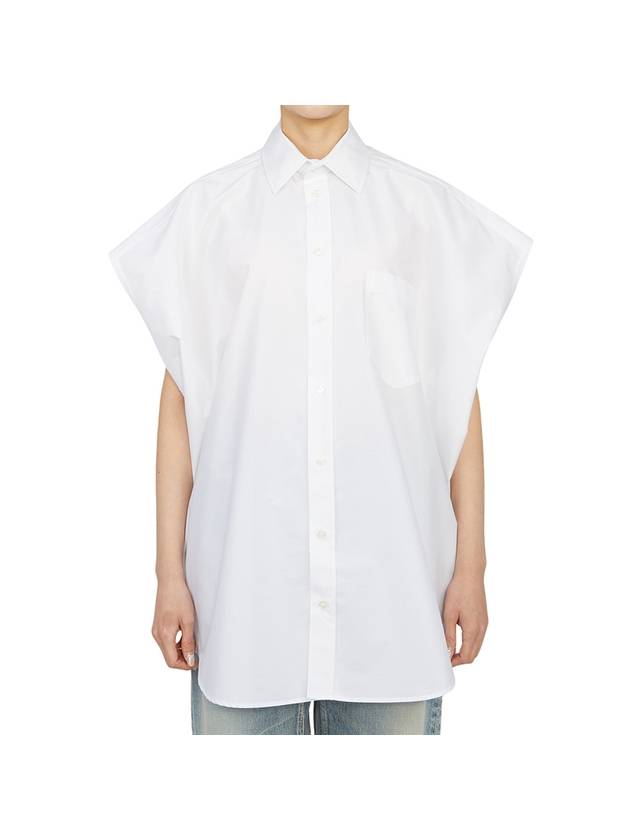 Luxury Balenciaga  Women's Sleeveless Button-Up Shirt White