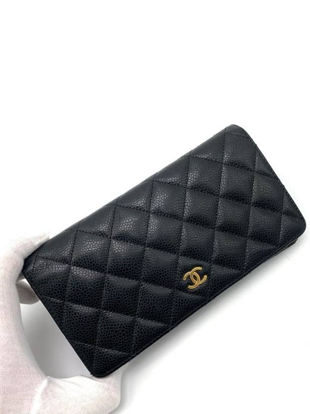 Caviar gold logo long wallet Chanel