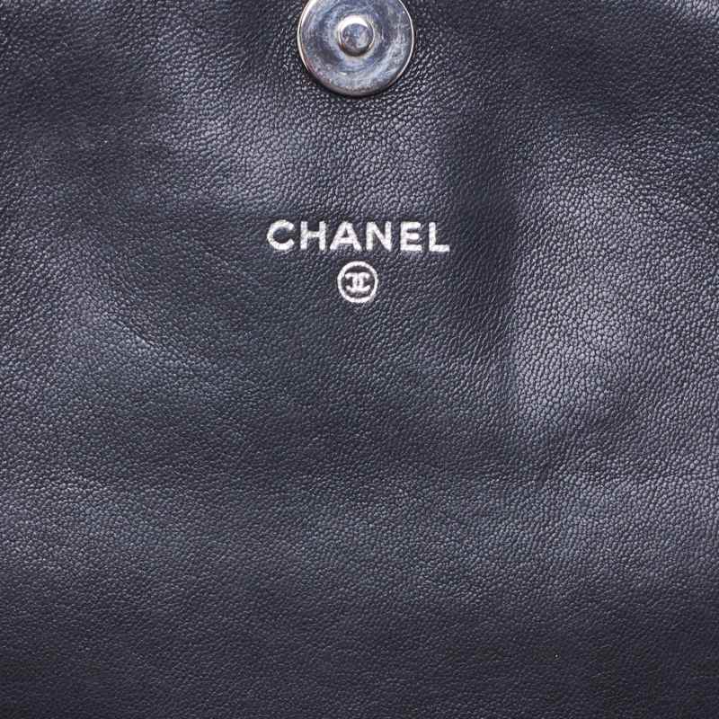 Chanel Coco Round Flap Chain Wallet  Black (Silver G )  Wallet