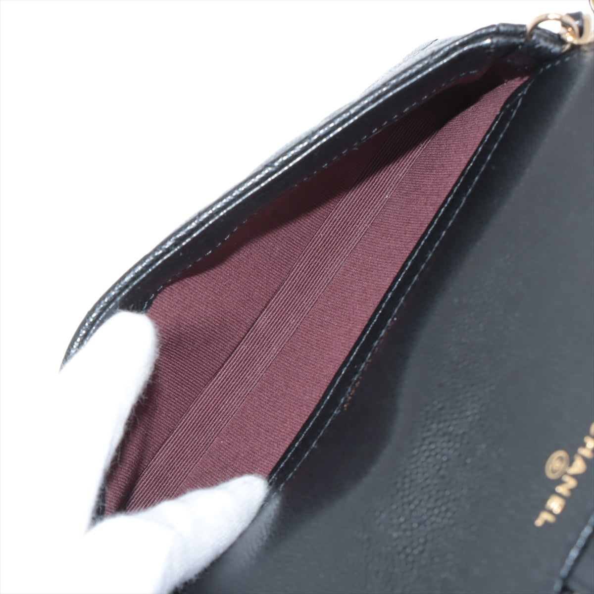Chanel Matrasse Caviar S Chain Wallet Black G