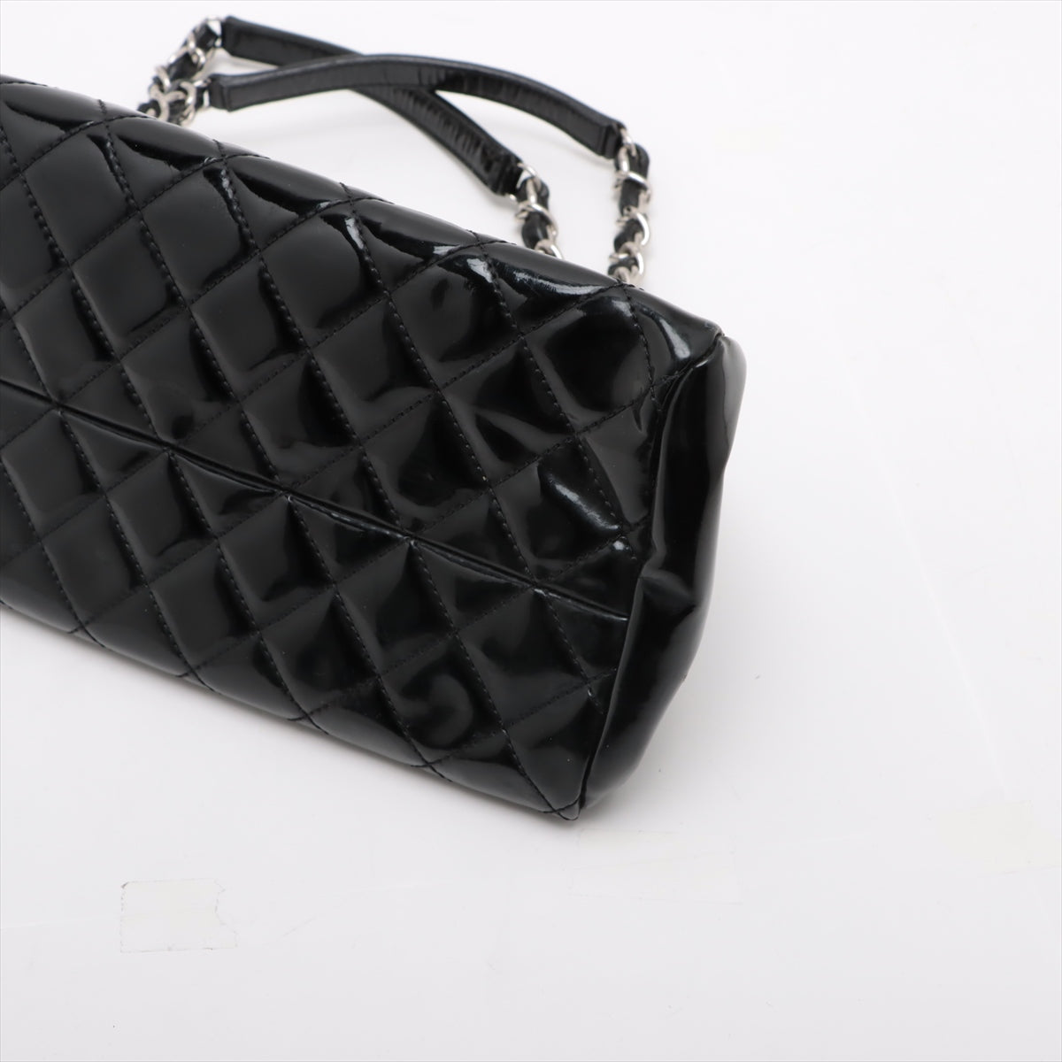 Chanel Mademoiselle Patent Leather Chain Shoulder Bag Black Silver G  14th
