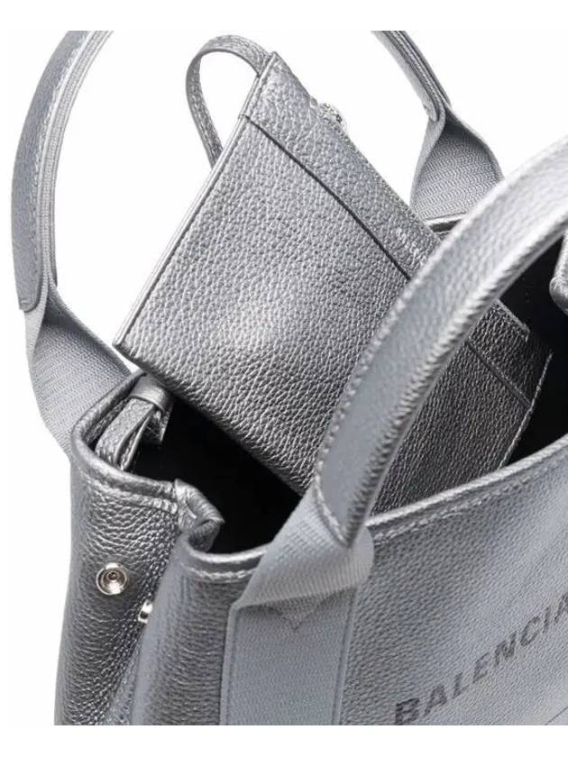 Luxury Balenciaga  Navy Cabas XS Leather Tote Bag Grey