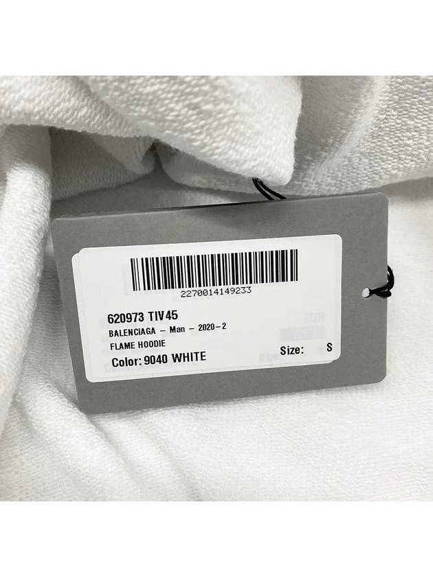 Luxury Balenciaga  Embroidered Flame Logo Hoodie White