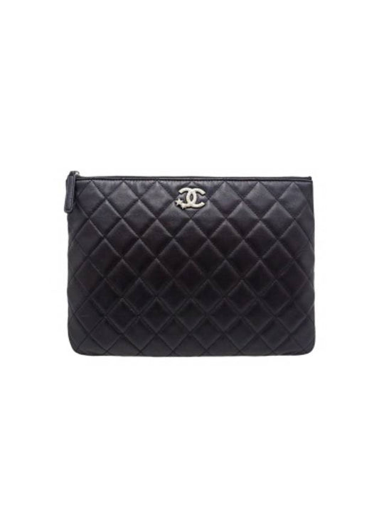 AP3749 Crystal Star Logo Black Lambskin Small Pouch Bag Chanel