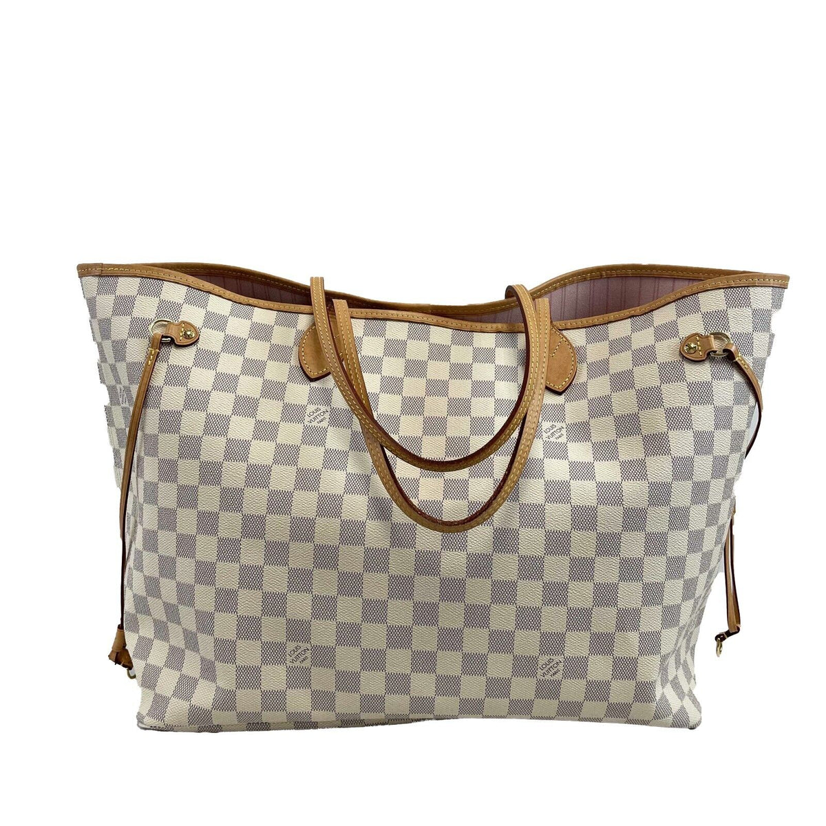 LOUIS VUITTON Neverfull GM Damier Azur W/Pouch White Handbag