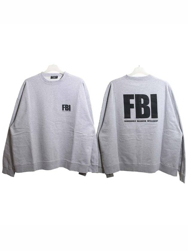Luxury Balenciaga  FBI Logo Sweatshirt Grey