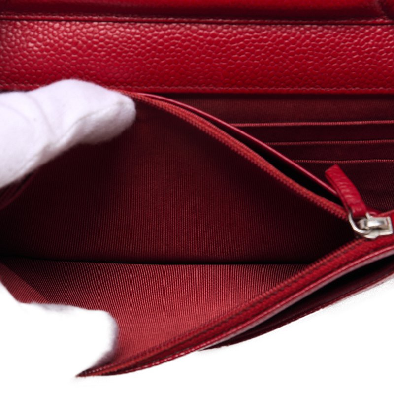 Chanel Matrasse Chain Wallet Caviar S Red (Silver G )  Wallet