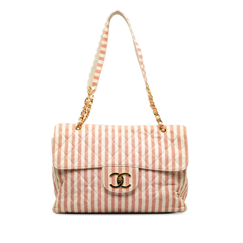Chanel Decamatrace trip Cocomark Chain Shoulder Bag Pink White Cotton Lady Chanel [More]