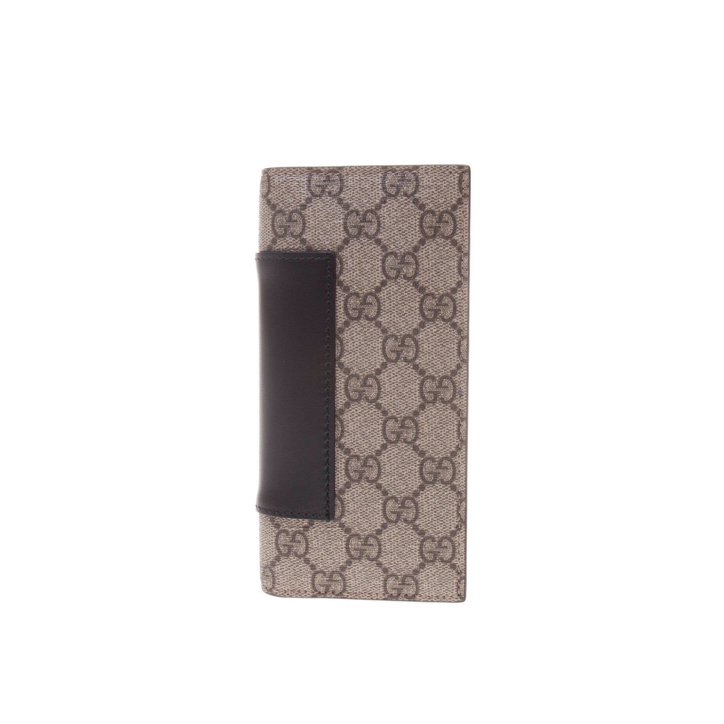 Gucci 386836 Beige/Ebony GG Supreme Canvas with Black Leather Bi-fold Long Walle