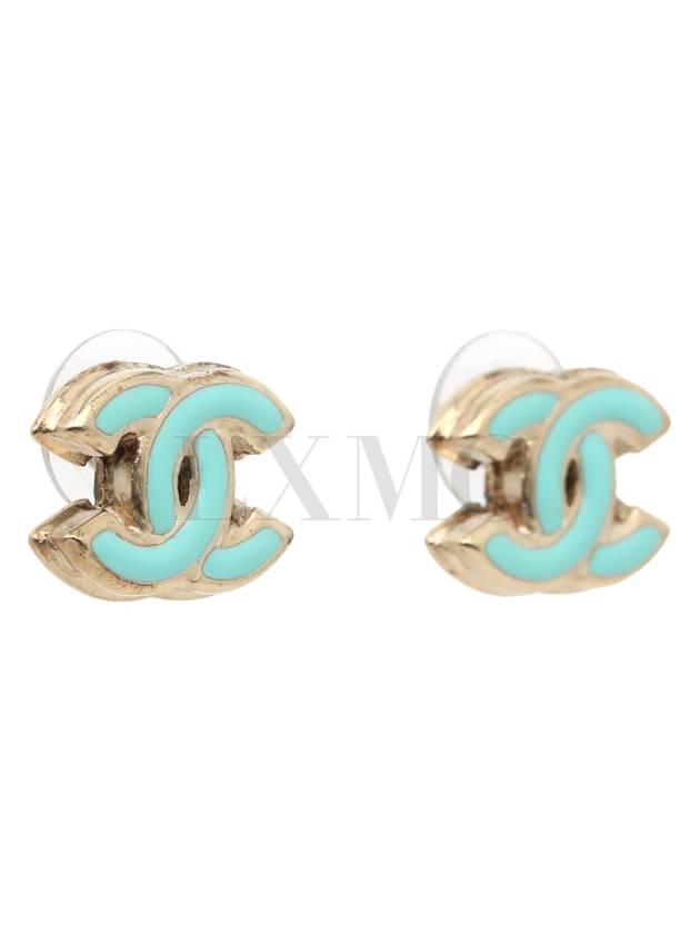 Earrings Tiffany Blue CC Logo Gold Chanel
