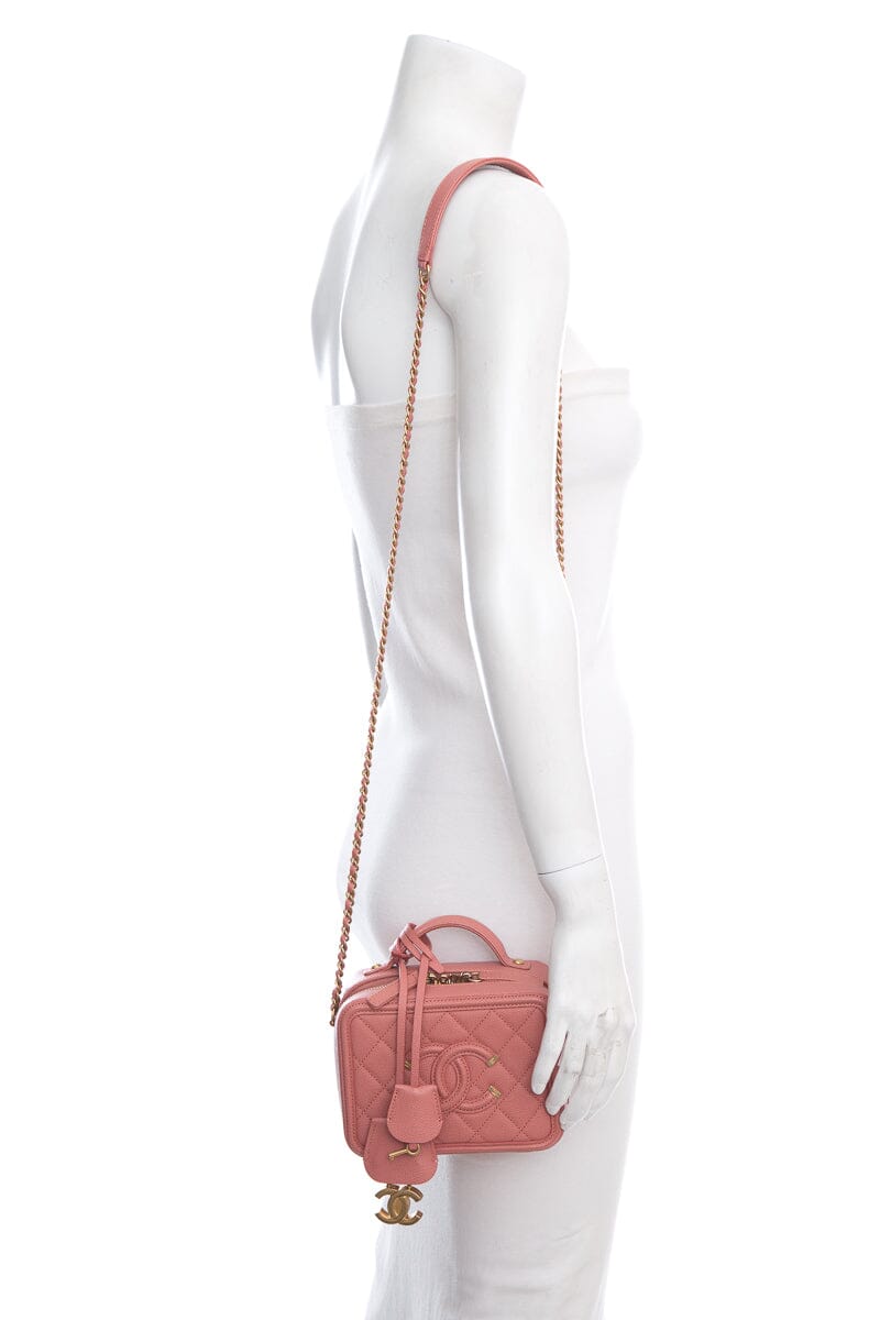 Chanel Vanity Case 2way Calfskin Leather Pink Shoulder HandBag