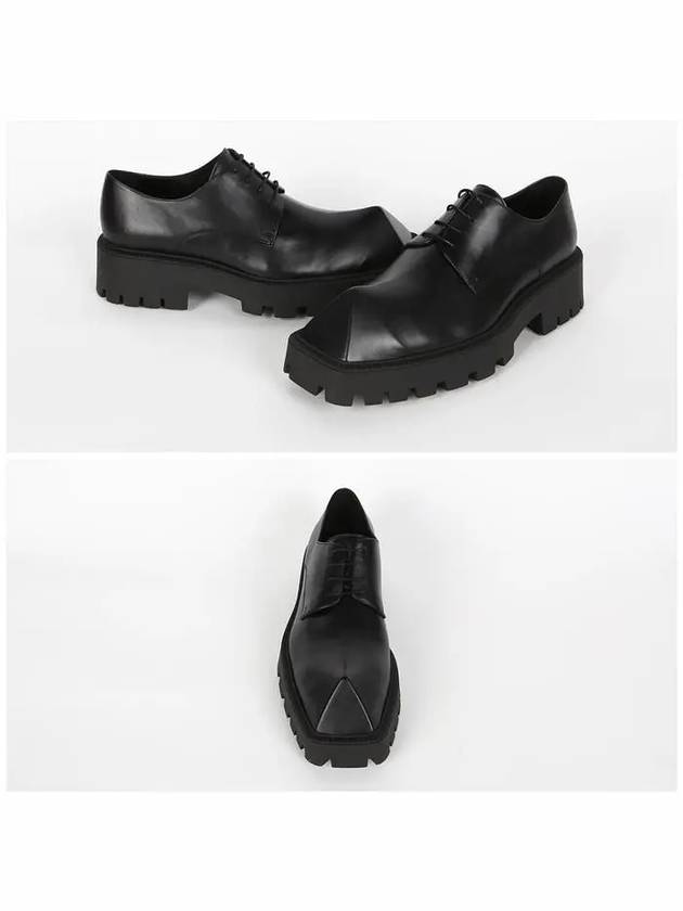 Luxury Balenciaga  Men's Rhino Square Toe Leather Derby Black