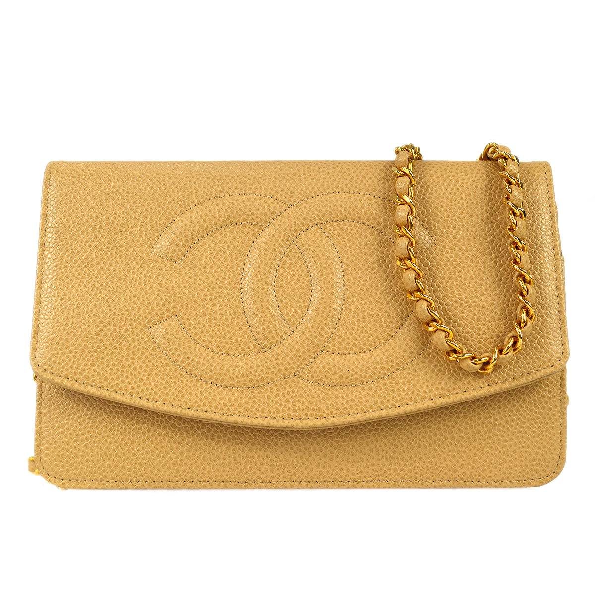 Chanel 1997-1999 Timeless Wallet on Chain WOC Beige Caviar