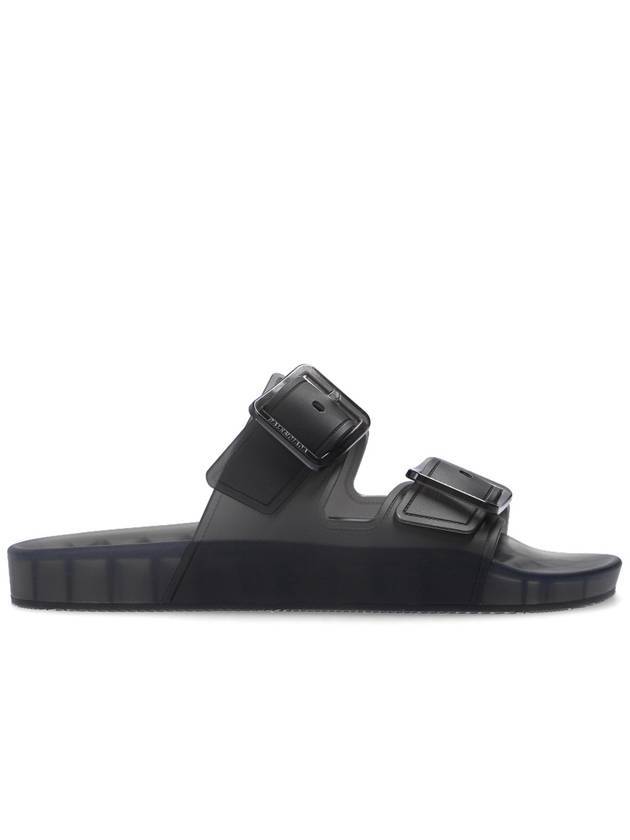 Luxury Balenciaga  Mallorca Strappy Leather Slippers Black