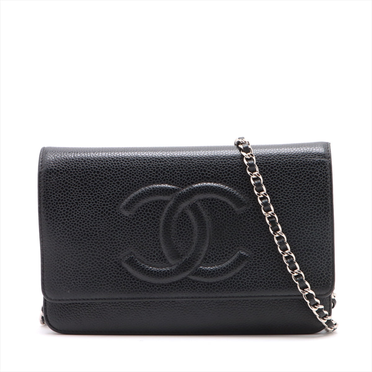 Chanel Coco Caviar S Chain Wallet Black Silver G  19th