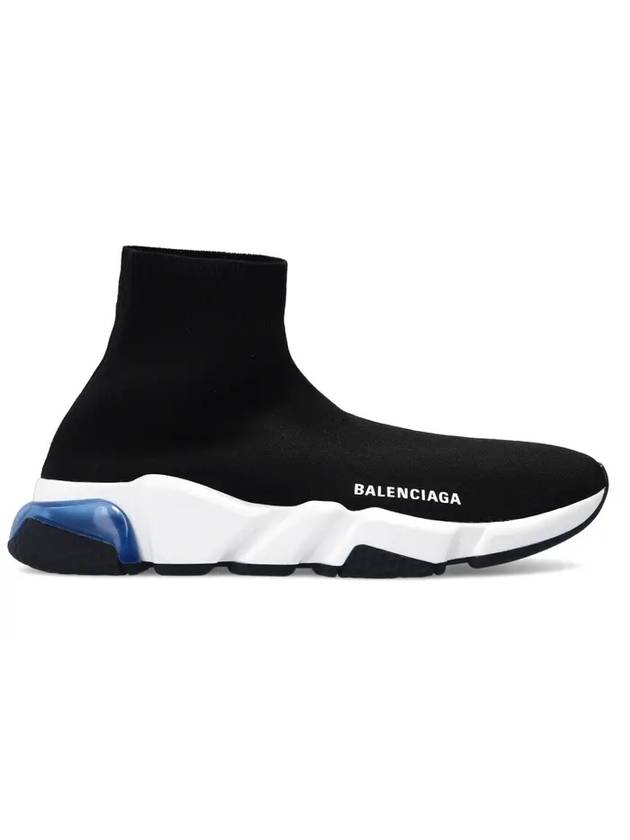 Luxury Balenciaga  Speed Trainer Clear Sole High Top Sneakers  Blue Black