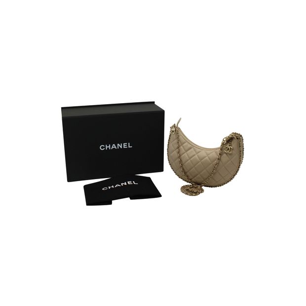 CHANEL Moon Small Hobo Bag in Beige Leather