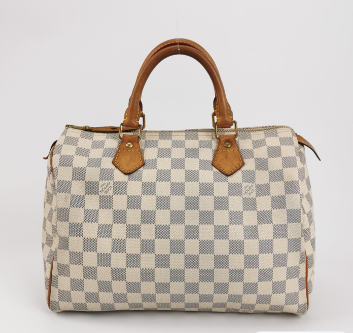 Preloved LV Louis Vuitton Damier Azur speedy 30 bag white 30cm*21cm*17.5cm 250210781057004