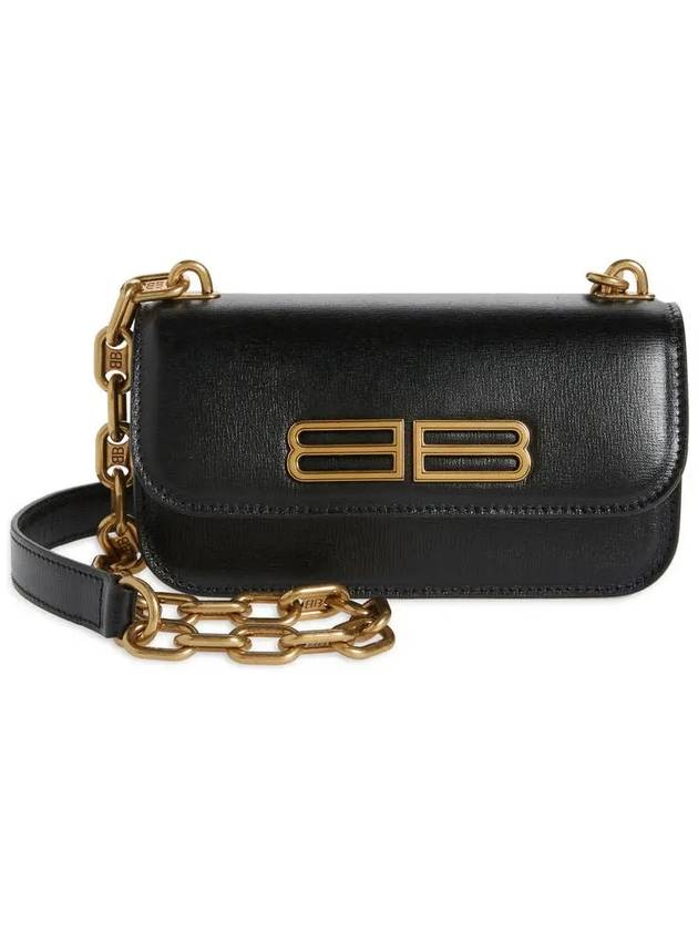 Luxury Balenciaga  BB Gold Logo Cross Bag Black