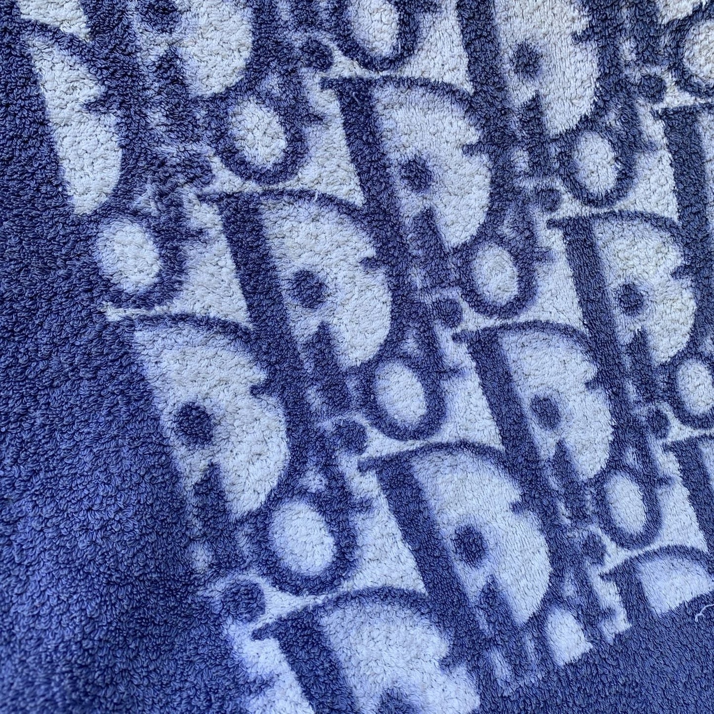 CHRISTIAN DIOR Vintage Blue Monogram Cotton Oblique Pool Beach Towel