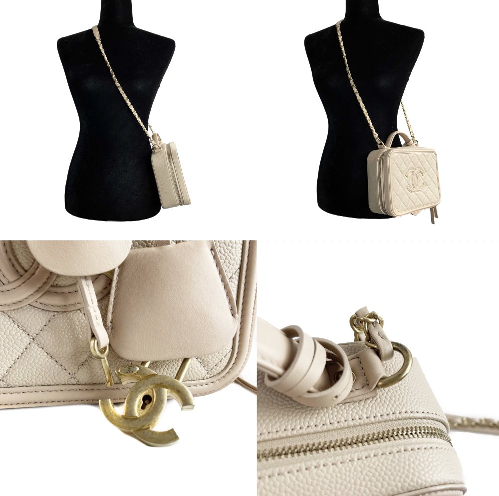 Top Quality Chanel New CC Filigree Vanity Case Medium Pink Beige Crossbody Handbag