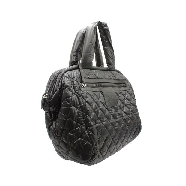 CHANEL Vintage Cocoon Bowling Bag in Black Nylon