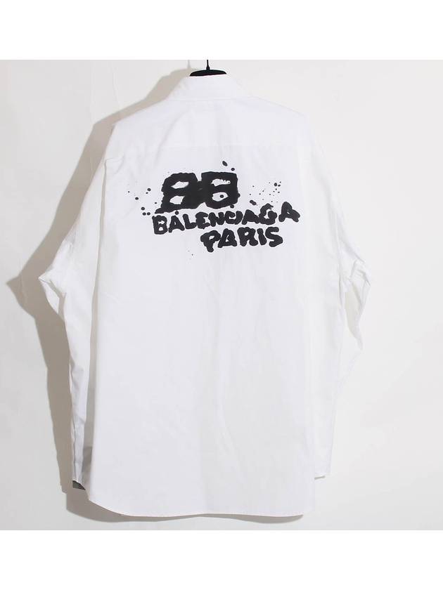 Luxury Balenciaga  Hand Drawn BB Overfit Long Sleeve Shirt White