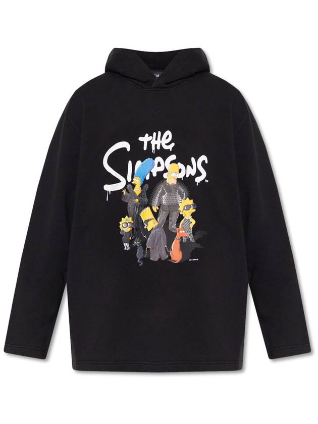 Luxury Balenciaga  Simpsons Print Hoodie Black