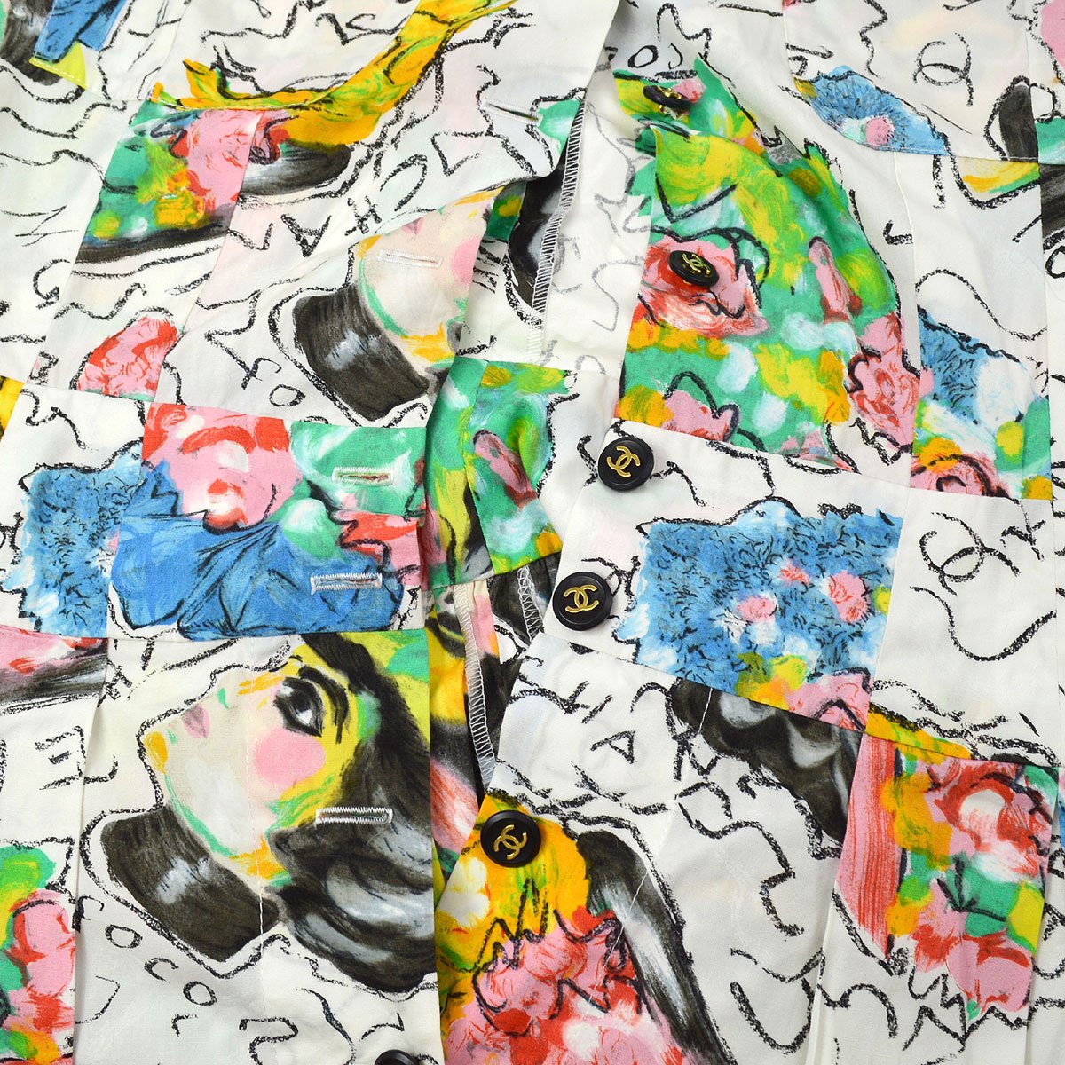 CHANEL 1995 CC buttons logo-print shirtdress #42