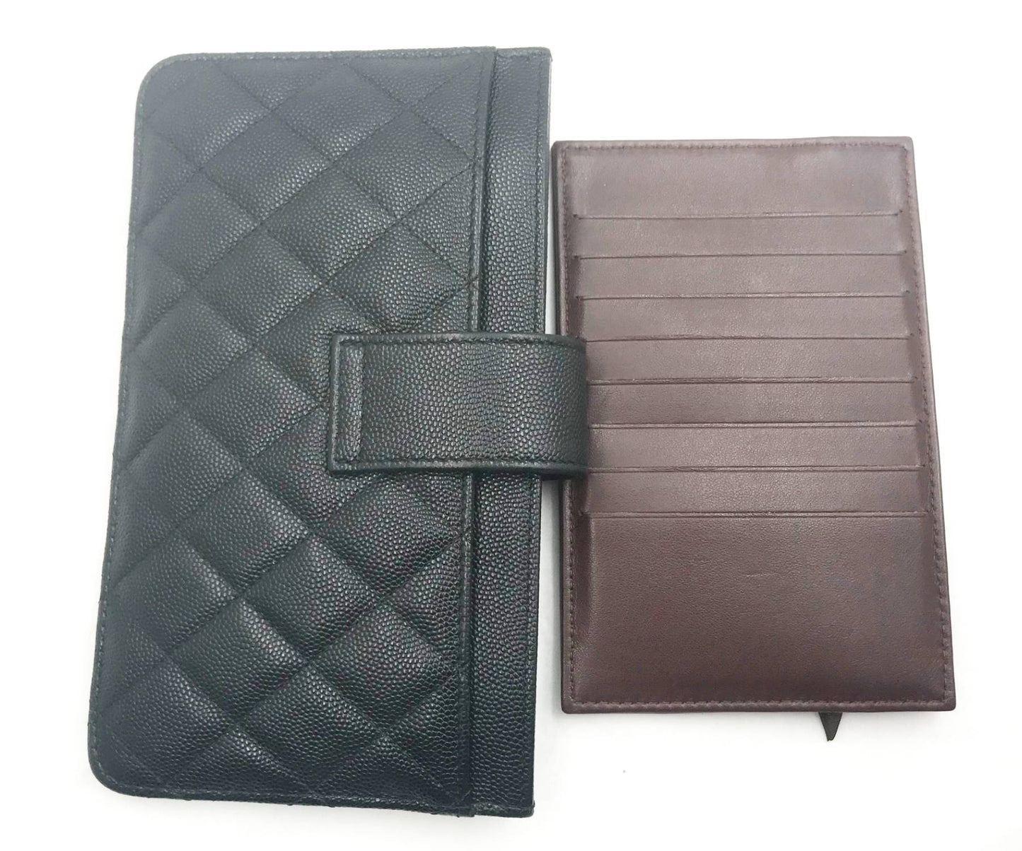 CHANEL Classic Black Caviar 2 Set Pouch Long Wallet
