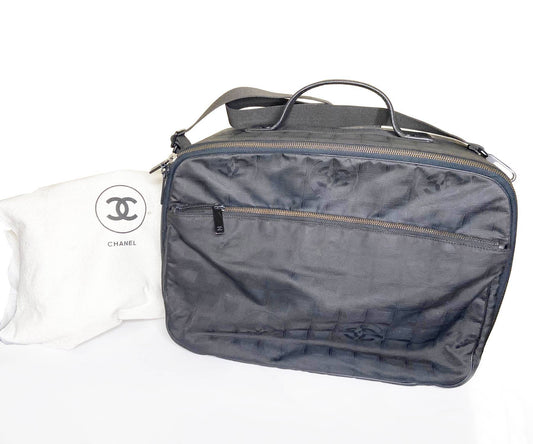 CHANEL Vintage Fabric Travel Handcarry Case Shoulder Bag