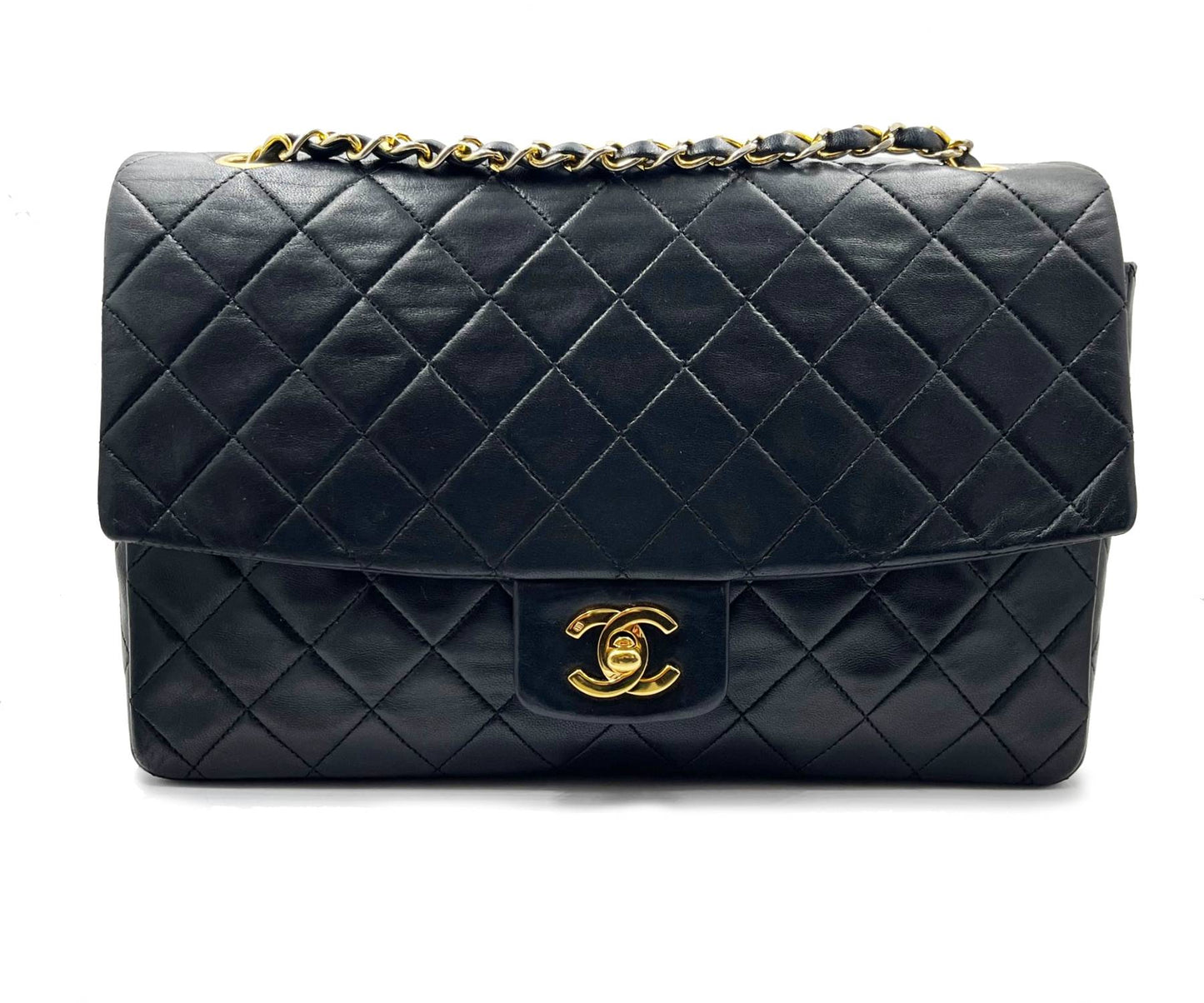 CHANEL Vintage RARE Classic Flap Black Wallet Shoulder Bag Set