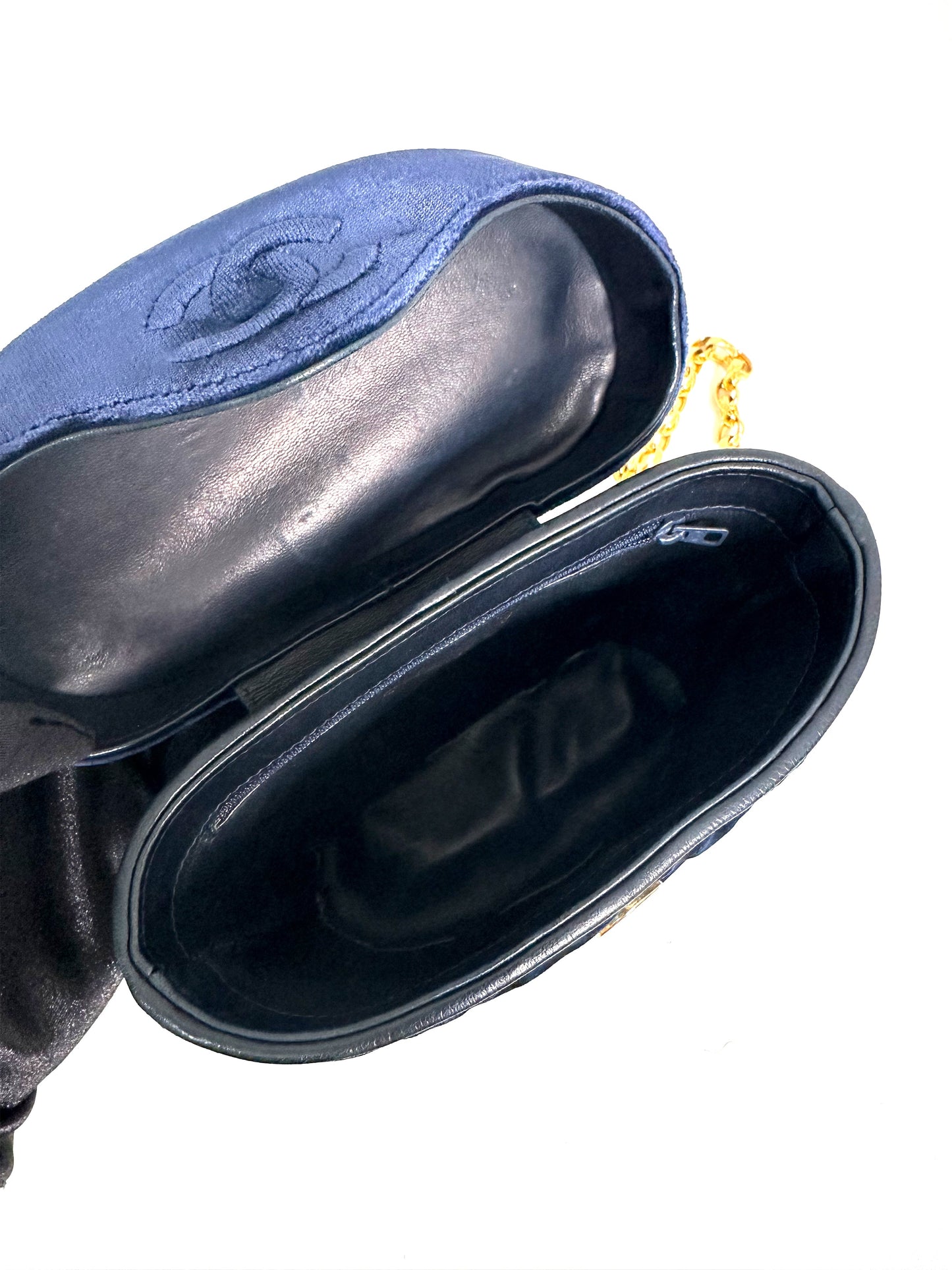 Rare Navy Velvet Crossbody Binocular Bag