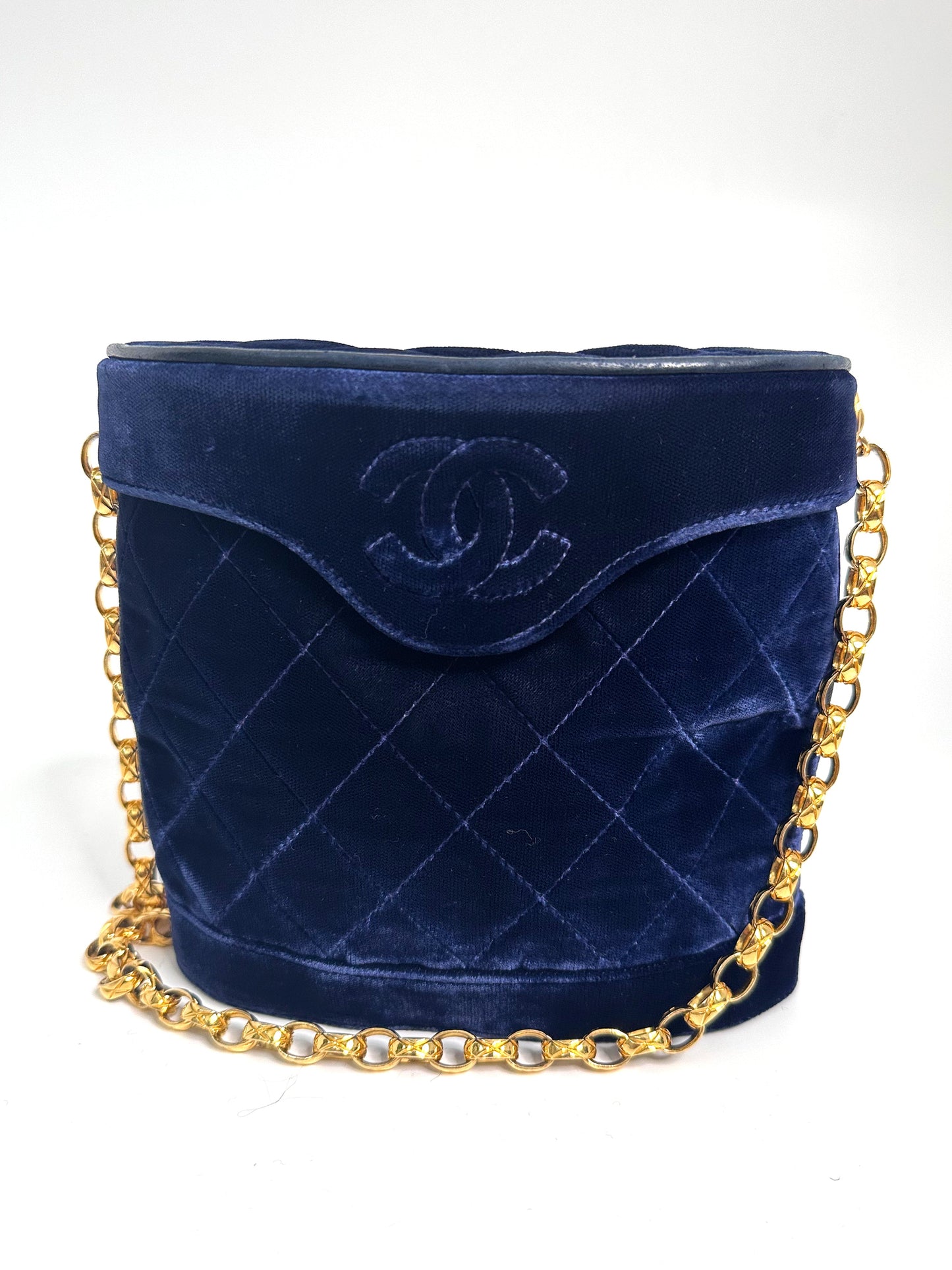 Rare Navy Velvet Crossbody Binocular Bag