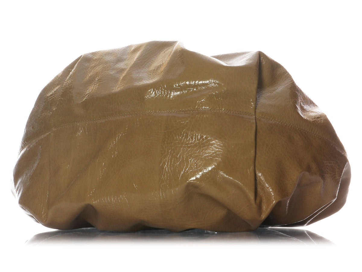 Lanvin Taupe Patent Sac Polisson PM
