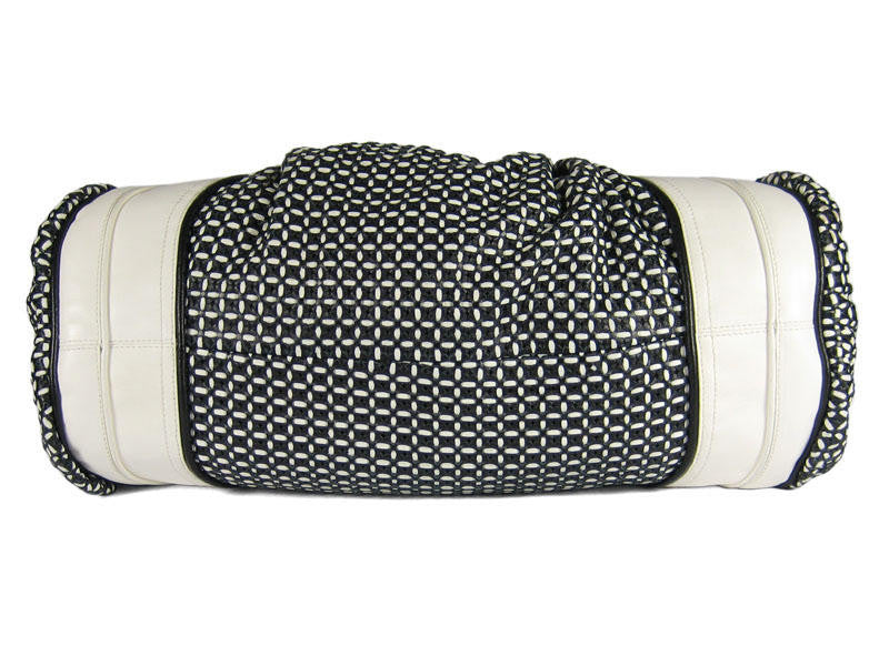 Zac Posen Black and White Woven Hobo