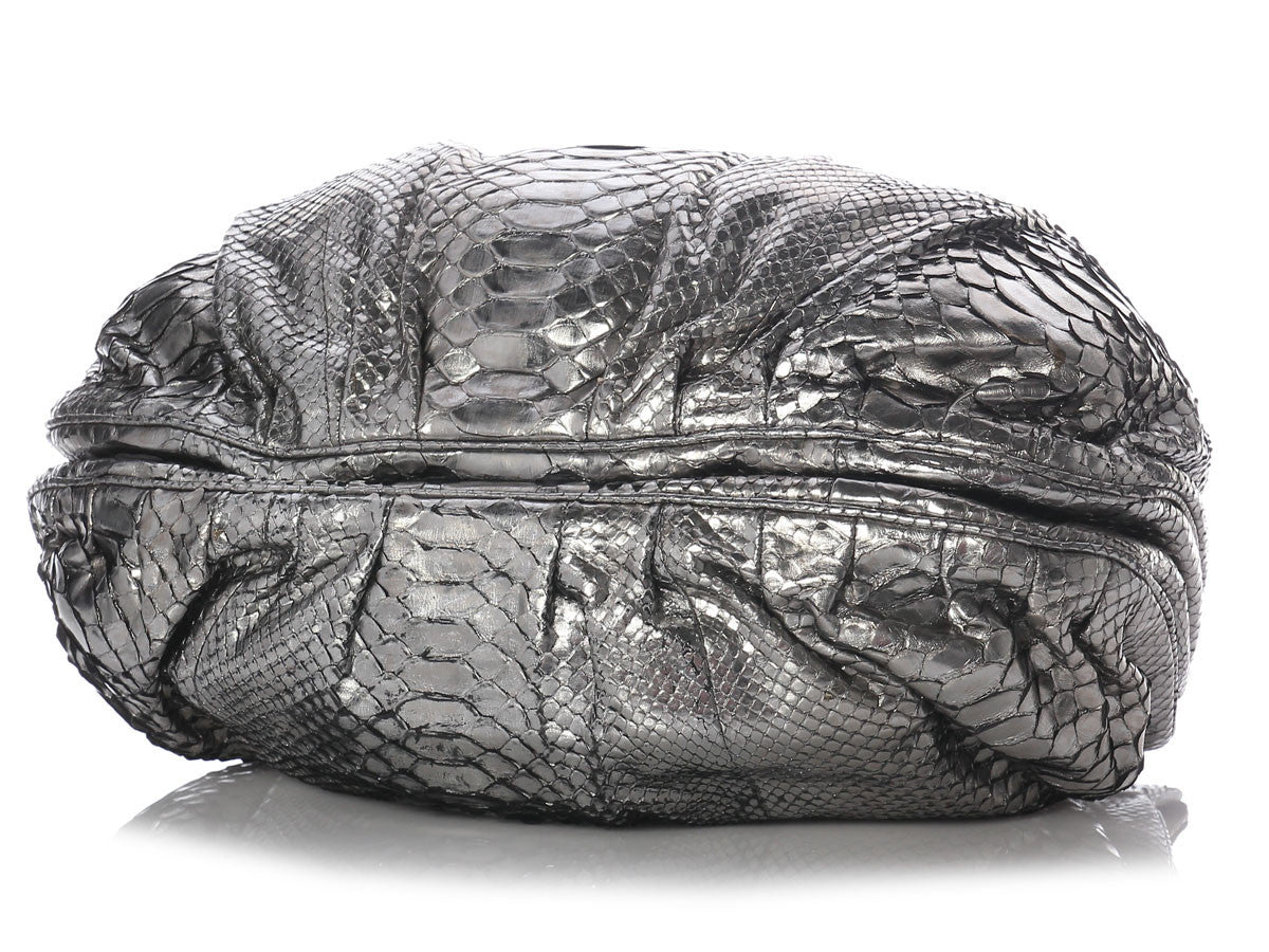 Zagliani Pewter Python Puffy